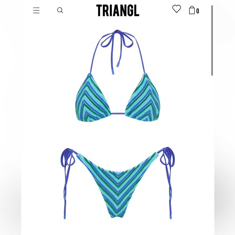 Triangl Swimwear bikini. Vinca Mallo Stripe. Terry material. Top L. Bottom M